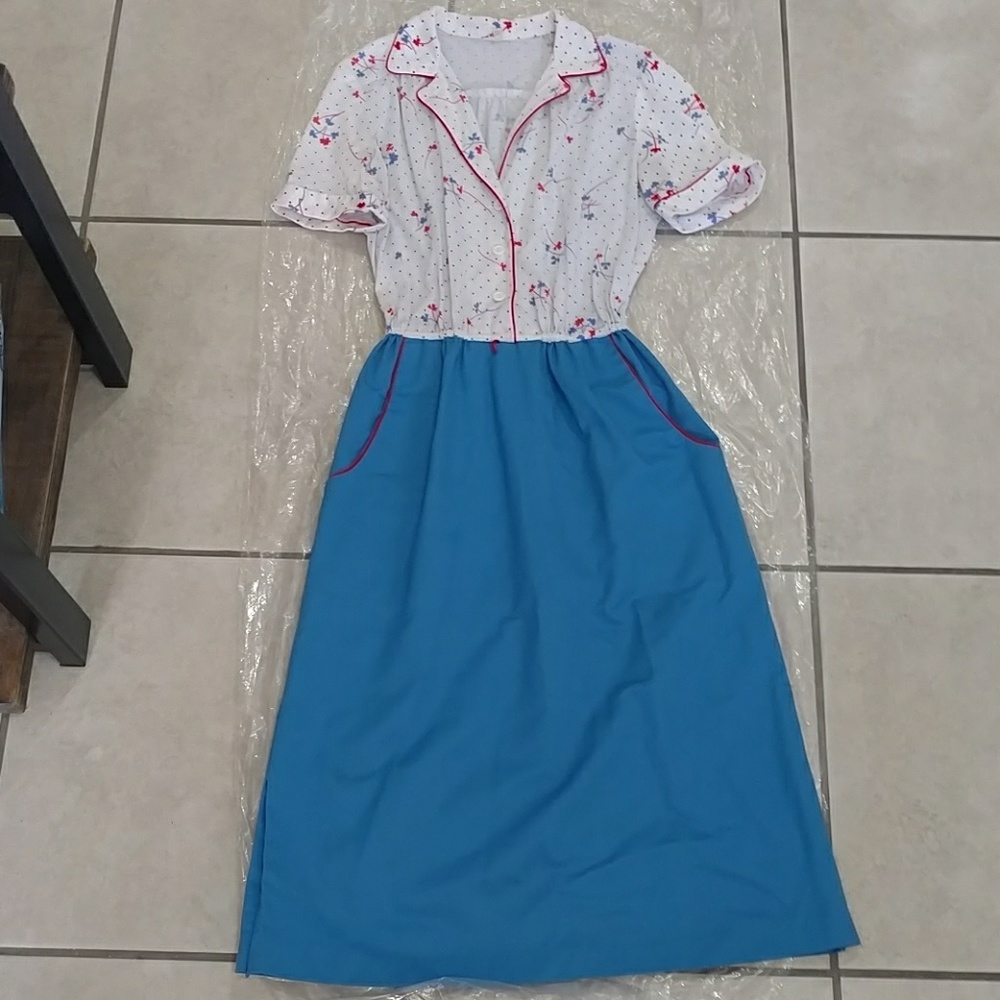 Vintage Retro Rockabilly Diner Dress 50s 60s Small